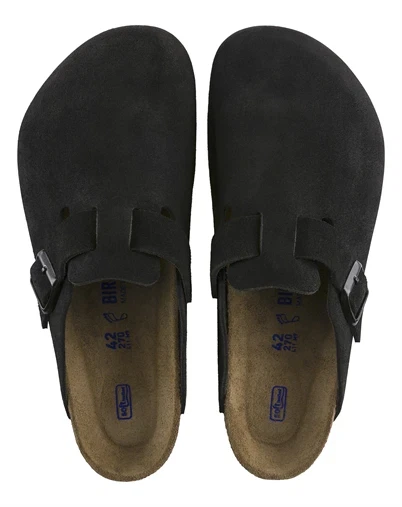 Birkenstock - Boston Suede Leather Sandal - Black